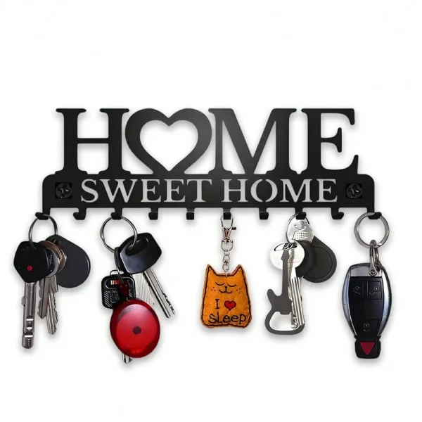 1Pc Black Metal Wall Mount Key Holder